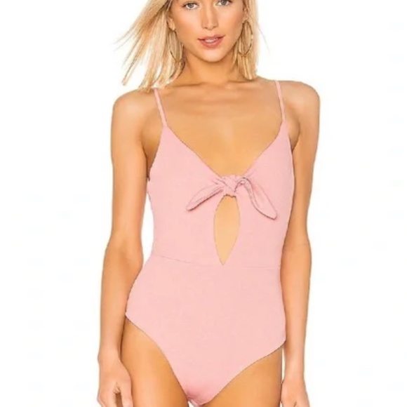 NWOT Revolve Charlie Tie Front Bodysuit in Blush - Picture 2 of 5
